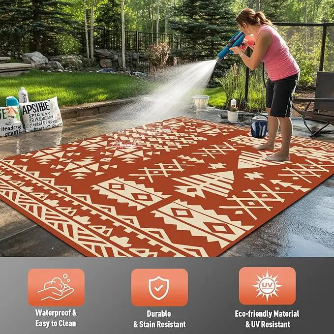 WILDROOTS 8x10 Feet Plastic Exotic Red Outdoor Rug, Stain Resistant Waterproof Reversible Outdoor Patio Rug, Fade Resistant Camping Rug by GreenHaven Gardens