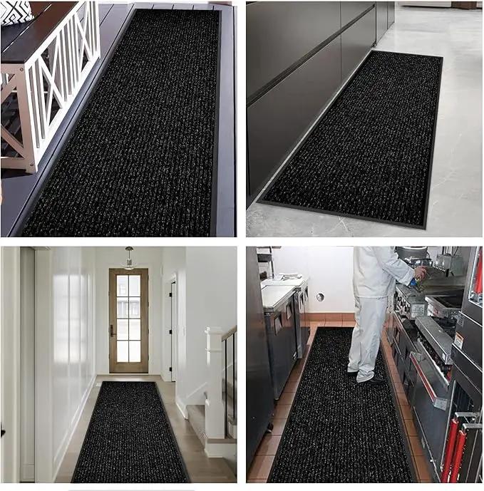 fani Heavy Duty Large Outdoor Indoor Entrance Black Doormat Waterproof Low Profile Entrance Rug Front Door Mat Patio Anti-Skid Rubber Back, 48x96 inch (Black) by GreenHaven Gardens