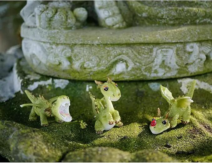 Top Collection 4414 Miniature Fairy Garden & Terrarium Mini Dragon Playing with Ladybug Statue, Small by GreenHaven Gardens