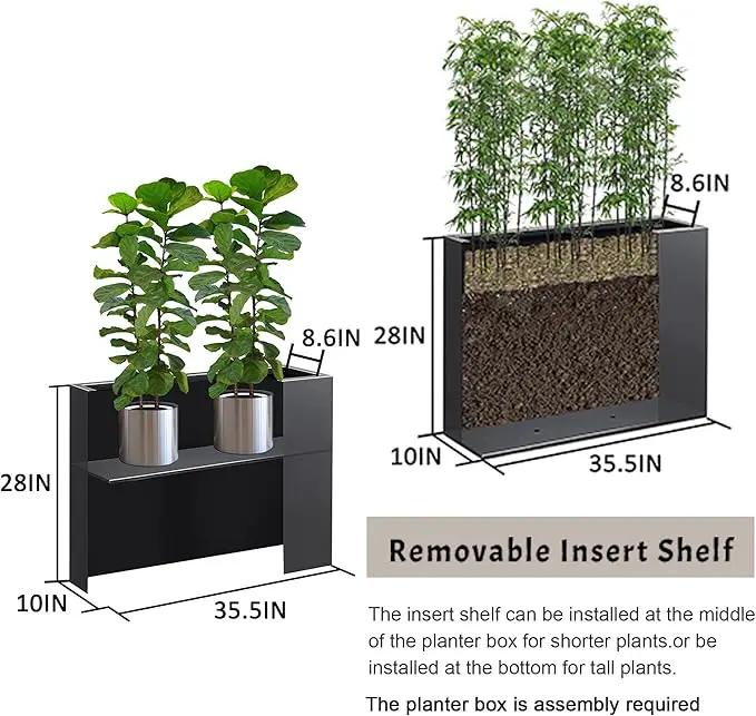 Metal Rectangular Planter Box, Galvanized Steel Tall Planters for Outdoor Plants, 35.5"x 10"x 28" Terrazzo Outdoor Planters for Porch/Patio/Garden by GreenHaven Gardens