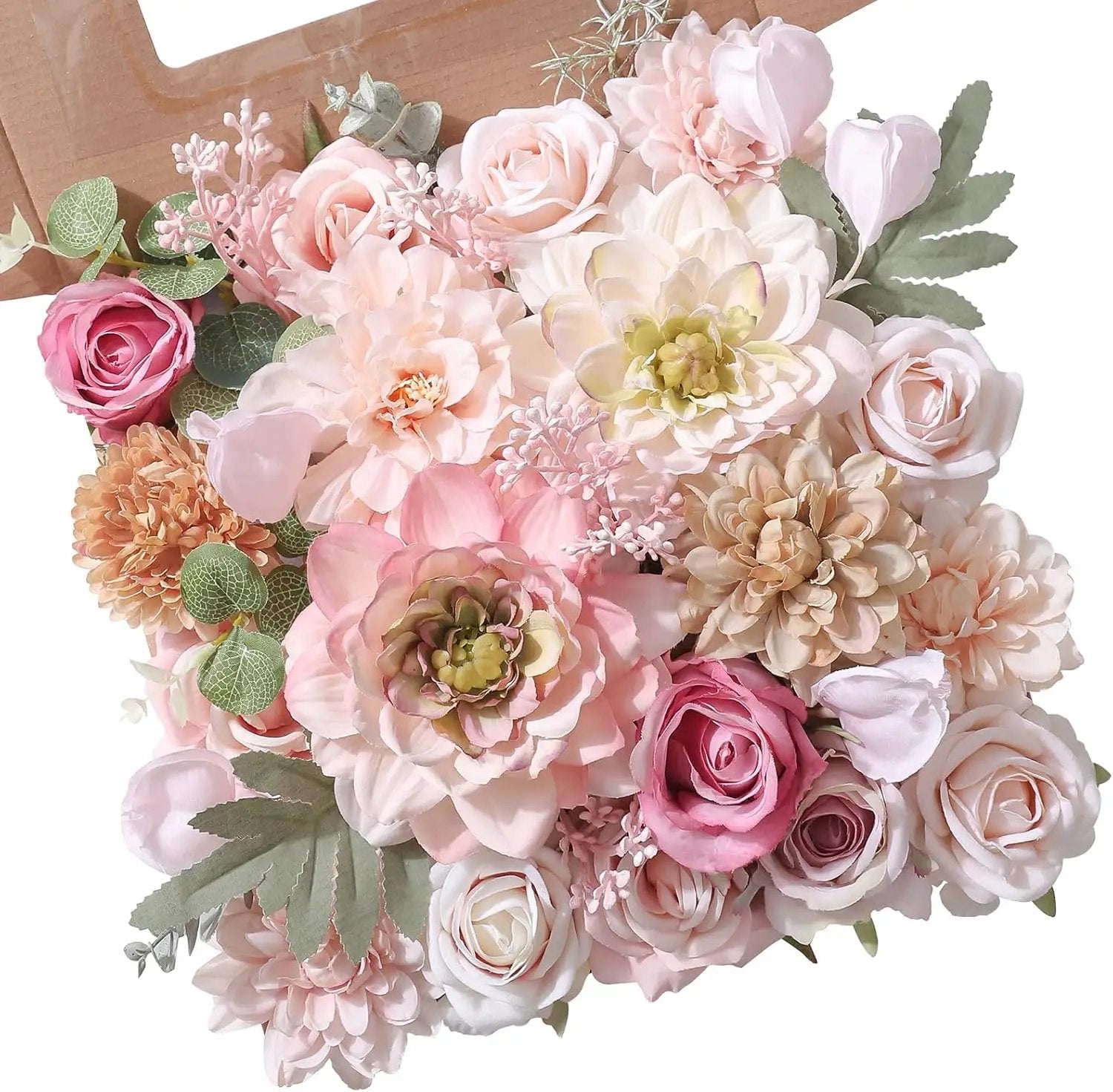 Artificial Flower Combo DIY Wedding Hand Bouquet Centerpiece Arrangement Party Baby Shower Home Decor (Light Pink) by GreenHaven Gardens