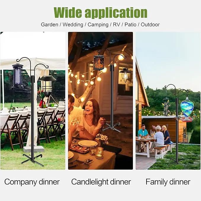 XDW-GIFTS Double Shepherds Hooks for Outdoor, 2-Pack Heavy Duty Garden Pole for Hanging Bird Feeder, Plant Baskets, Solar Light Lanterns, Garden Plant Hanger Stands with 5 Base Prongs by GreenHaven Gardens