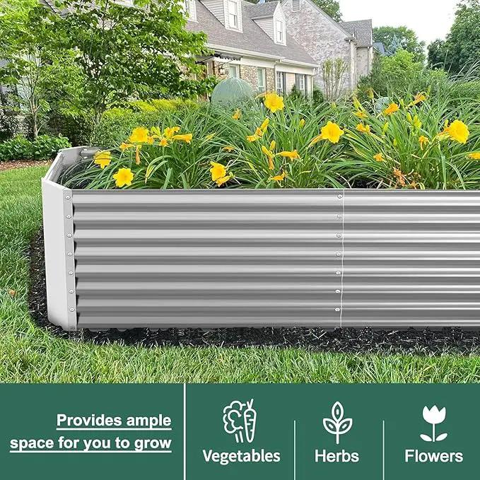 Land Guard 8×4×2 ft Galvanized Raised Garden Bed Kit, Galvanized Planter Raised Garden Boxes Outdoor, Large Metal Raised Garden Beds for Vegetables. by GreenHaven Gardens