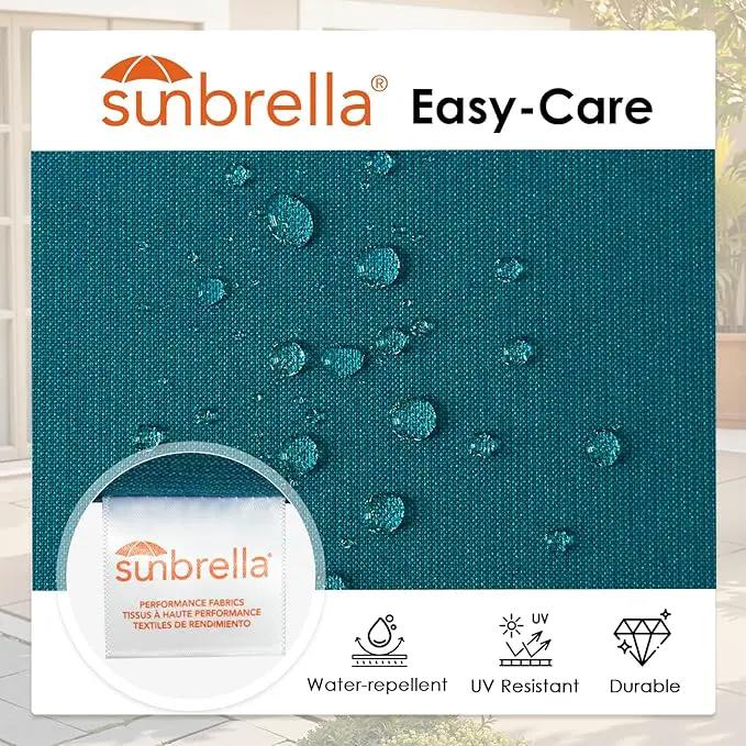 Outdoor Sunbrella Round Corner Seat Cushion, 17"x16"x2", Set of 4, Non Slip Seat Cushion Pads with Removable Cover for Patio Furniture, Garden Yard Lawn, Spectrum Peacock by GreenHaven Gardens