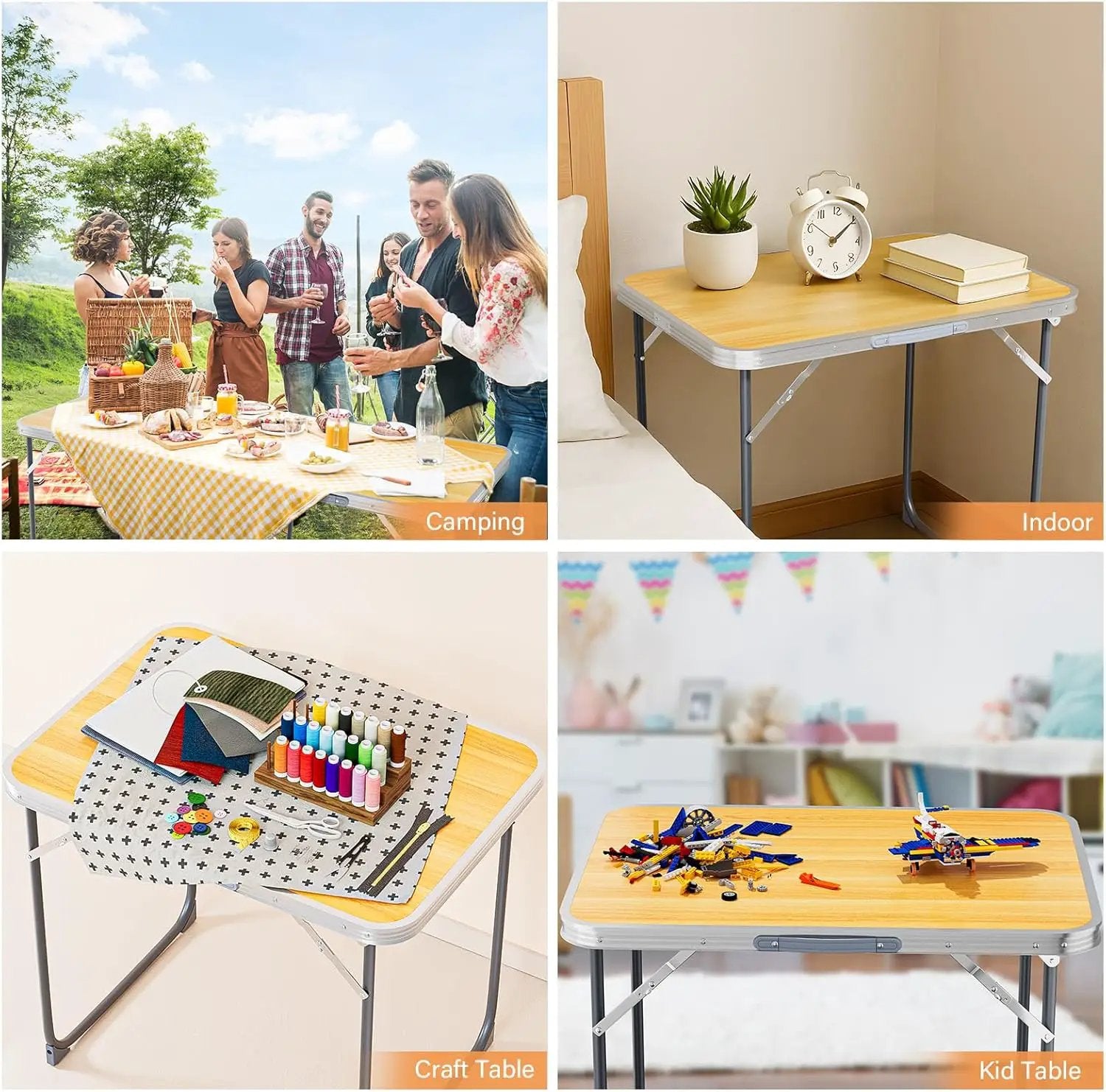 VINGLI 2.3FT Small Camping Table，Portable Camping Table with Carrying Handle, Picnic Table Foldable Table Essentials for Indoor Outdoor by GreenHaven Gardens