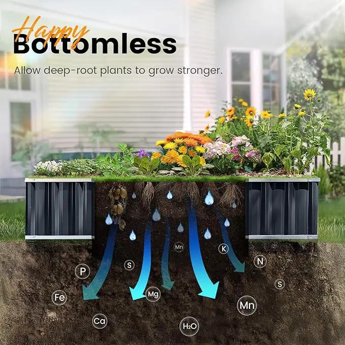 KING BIRD Raised Garden Bed 101" x 36" x 12" 4 Installation Methods for DIY Galvanized Steel Metal Planter Kit Box with 2 Pairs of Gloves (Dark Grey) by GreenHaven Gardens