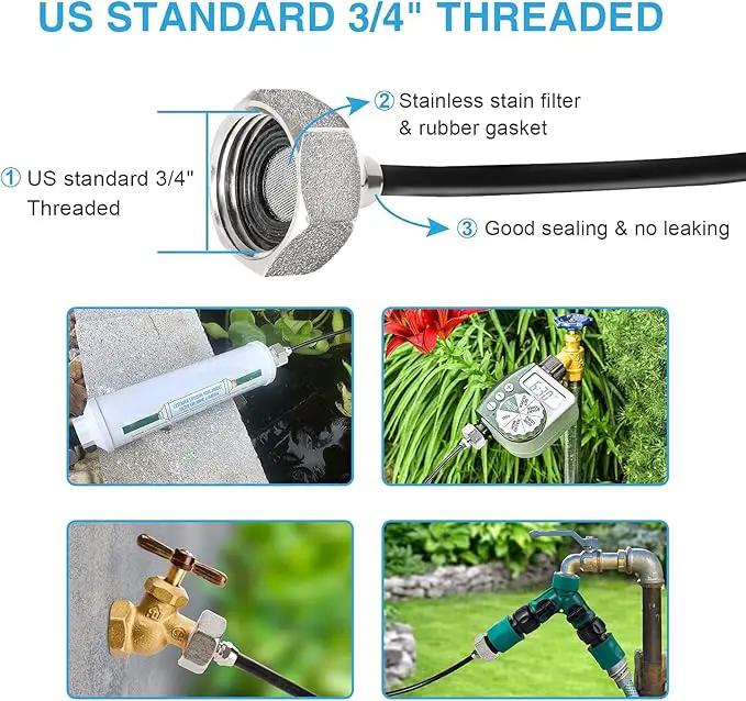 Bonviee Misters for Outside Patio - 75FT Misting Cooling System with 28 Brass Nozzles and 3/4" Adapter, 23M DIY Outdoor Misters Kit for Garden, Greenhouse, and Patio Cooling by GreenHaven Gardens
