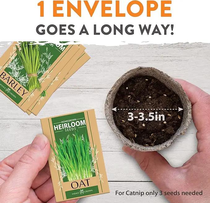 HOME GROWN Cat Grass Seed Mix – Non-GMO Oat, Alfalfa, Rye & Wheat Seeds for Cats | Indoor Pet Grass with Fast Germination | Digestive Aid, Hairball Relief & Safe Chew Alternative by GreenHaven Gardens