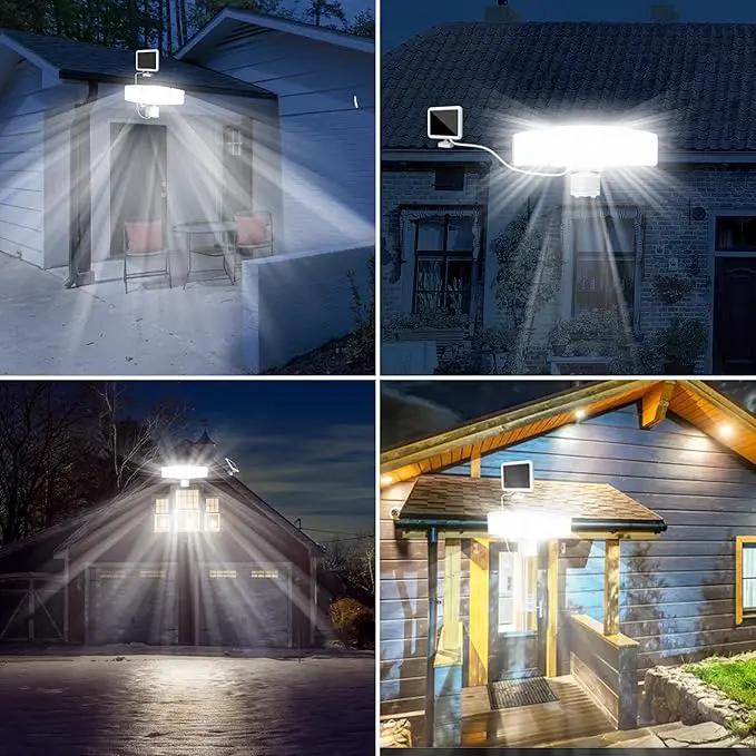 Energetic Solar Outdoor Lights, 1800LM 150 LED Security Motion Sensor Outdoor Lights with Remote Control, IP65 Waterproof Floodlight, 3 Head Motion Detected Spotlight for Garage, Pack of 2 (White) by GreenHaven Gardens
