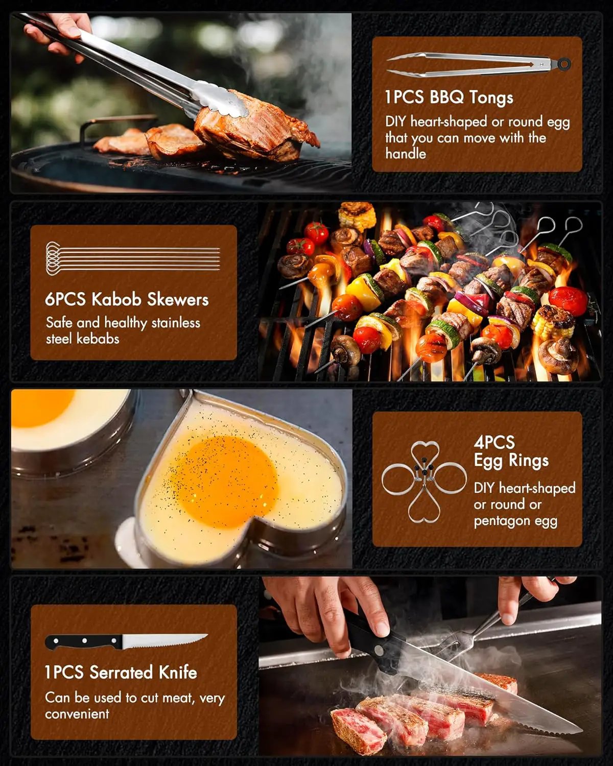 Griddle Accessories Kit - 136PCS Flat Top Grill Accessories for Blackstone and Camp Chef Metal Spatula Tools Set with Burger Press Scraper Tongs Carry Bag for Outdoor Grilling BBQ Cooking by GreenHaven Gardens