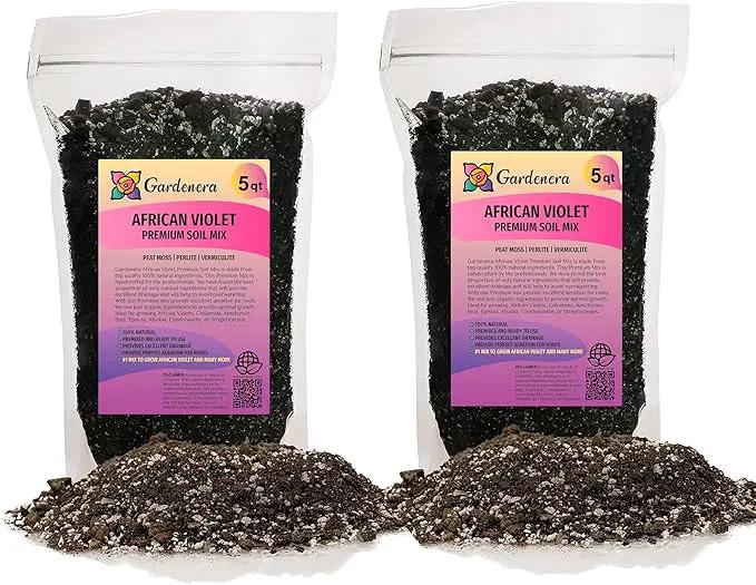 Premium African Violets and Gesneriad Premium Soil Mix by Gardenera - 10 Quart - Horticultural Perlite, Vermiculite, Sphagnum Peat Moss - Made in USA - (2 Bags of 5QT) by GreenHaven Gardens