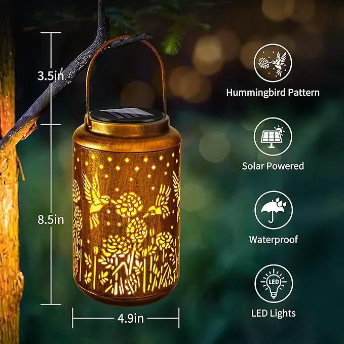 ODEETRONIC Hummingbird Solar Lantern Lights - Outdoor Waterproof Hanging Lanterns, Solar Garden Lights Birthday Gifts for Women Mom Grandma, Metal Hummingbird LED Lanterns for Garden Yard Patio Decor by GreenHaven Gardens