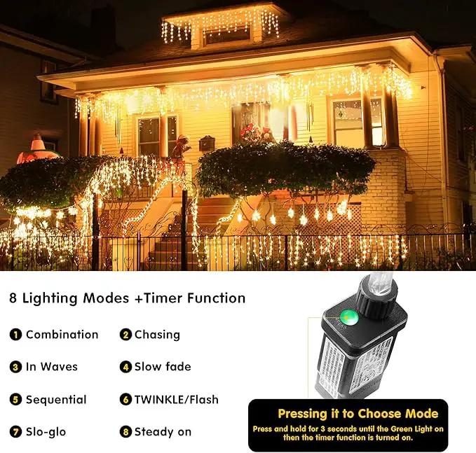 Led Christmas Lights Outdoor Christmas Decorations Hanging Lights 400LED 8 Modes 75 Drops, Waterproof Outdoor Indoor Fairy Christmas Lights for Party, Holiday, Wedding Decorations (Warm Light) by GreenHaven Gardens