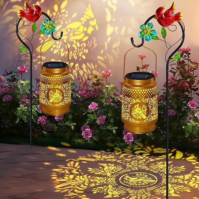 2 Pack Solar Lanterns Outdoor Waterproof,Cardinal Solar Lights Garden Decor Gifts for Mom Women Grandma Decoration Outside for Yard, Patio,Backyard,Porch by GreenHaven Gardens