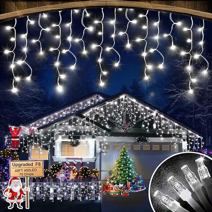 49FT 450LED F8 Upgraded Waterproof Christmas Lights with Memory & Timer - 8 Modes, Perfect for Outdoor, Roof, Home & Wedding Decorations by GreenHaven Gardens
