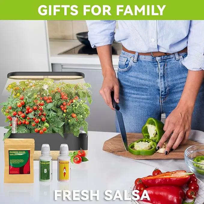 Salsa Garden Seed Pod Kit for AeroGarden, iDoo, Ahopegarden Hydroponic System, 400+ Seeds Includes Red Chili, Green, Yellow, and Purple Bell Pepper, Cucumber, Red/Golden Cherry Tomato (7-Pod) by GreenHaven Gardens