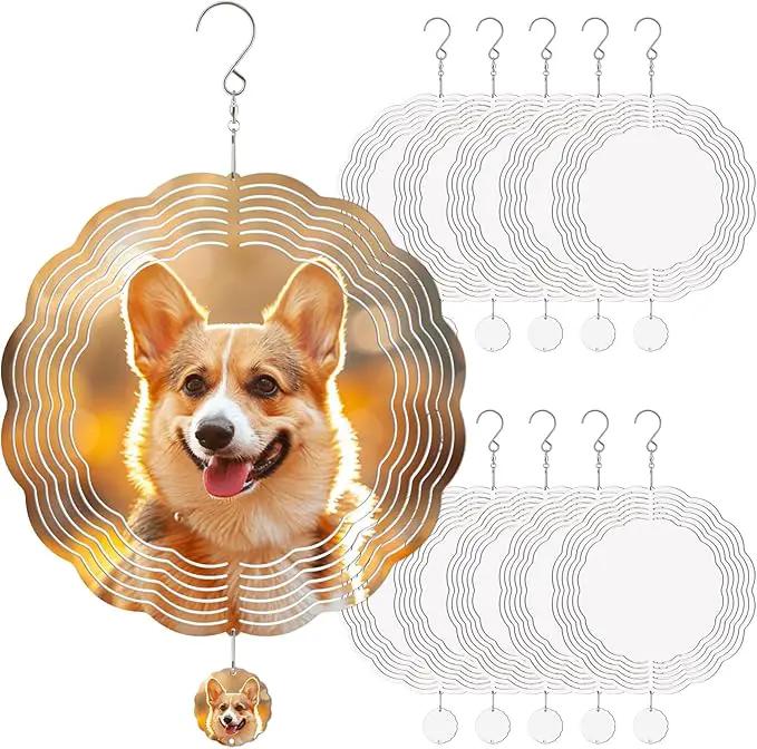 10 Pack Sublimation Wind Spinner Blanks, 10 Inch Sublimation Wind Spinners, 3D Aluminum Metal Hanging Wind Spinner Bulk for Garden Yard Outdoor, Window Porch Decoration for Heat Press Transfer DIY by GreenHaven Gardens