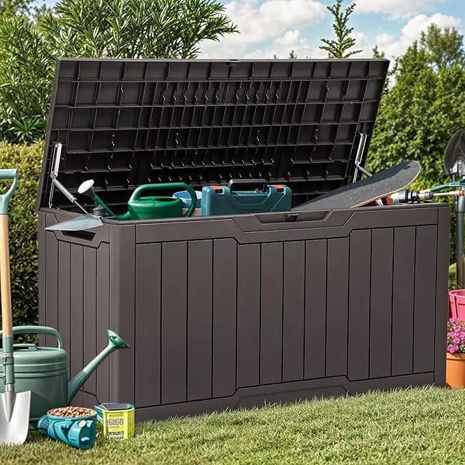 YITAHOME 80 Gallon Outdoor Storage Box, Large Water Resistant Resin Deck Box, Indoor Outdoor Lockable Storage Container for Patio, Garden, Cushions, Tools, Equipment (Dark Brown) by GreenHaven Gardens