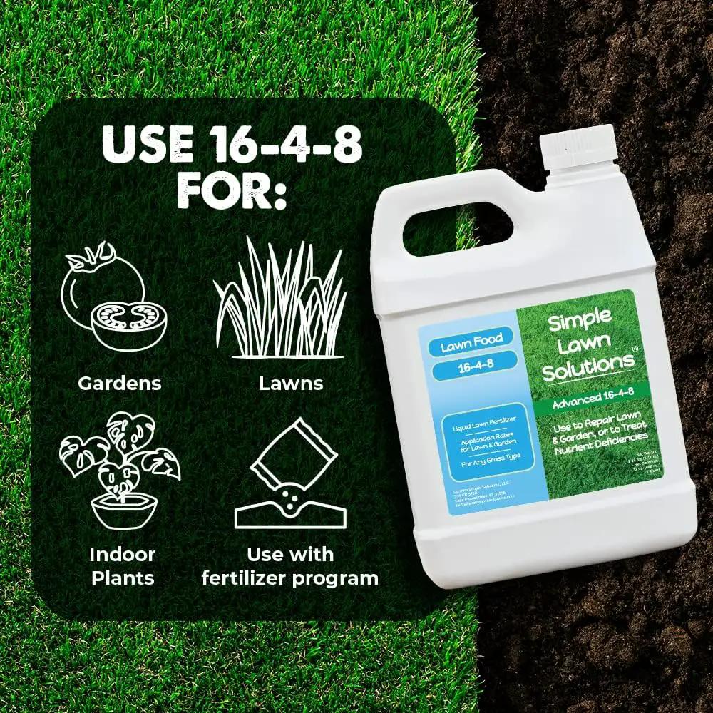 Advanced 16-4-8 Lawn Fertilizer - Liquid Lawn Food Spring & Summer Concentrated Spray - Any Grass Type- Fish and Seaweed Kelp- Balanced NPK - Simple Lawn Solutions (1 Quart) by GreenHaven Gardens