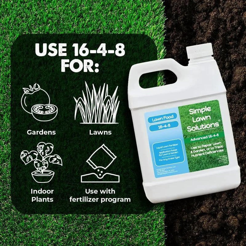 Advanced 16-4-8 Lawn Fertilizer - Liquid Lawn Food Spring & Summer Concentrated Spray - Any Grass Type- Fish and Seaweed Kelp- Balanced NPK - Simple Lawn Solutions (1 Quart) by GreenHaven Gardens