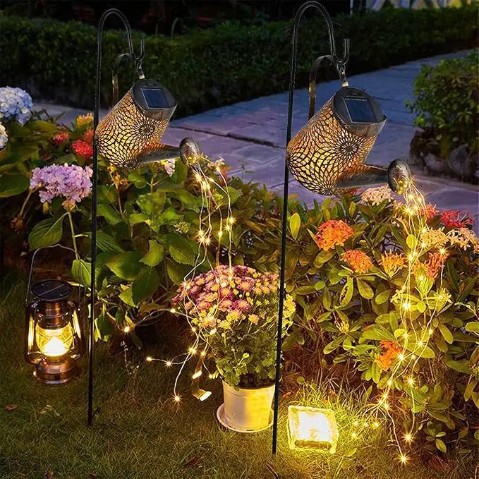 Glintoper 2 Pack Outdoor Solar Watering Can Garden Lights, Metal Waterfall Figurine Lights with Shepherd Hook, Decorative Yard Art for Mom, Mothers Day Ideal Gifts, for Patio Walkway Pathway Lawn by GreenHaven Gardens
