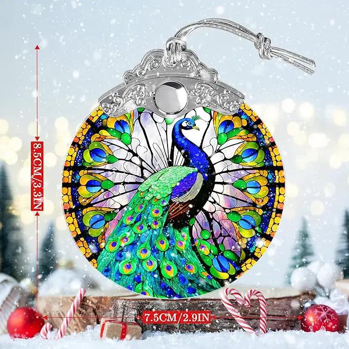 Stained Glass Suncatcher, Jocidea Peacock Ornament, Christmas Ornaments, Holidays Ornaments, Christmas Tree Decor, Peacock Decor for Home, Peacock Gifts by GreenHaven Gardens