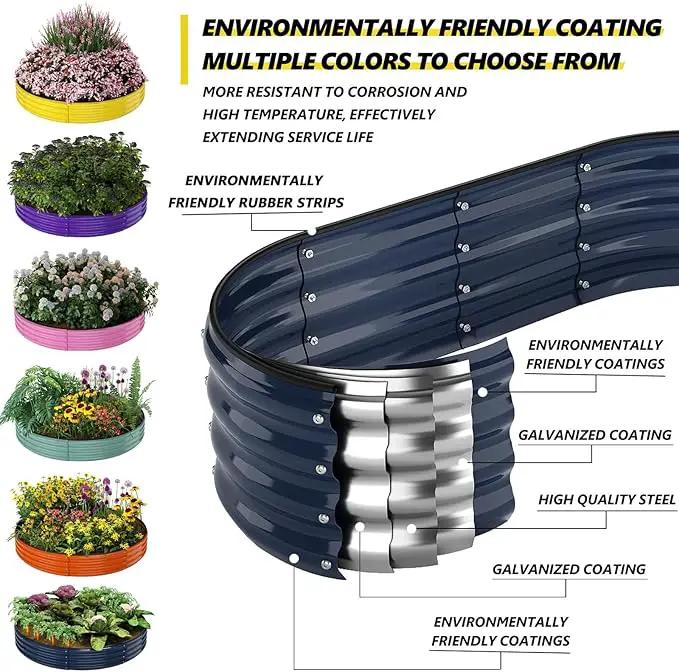 Galvanized Metal Planter Round Raised Garden Bed Kit for Gardening Outdoor，3x3x1ft Grow Garden Box Raised Flower Bed，Round Galvanized Planter Outdoor Large Metal Fire Pit Ring by GreenHaven Gardens