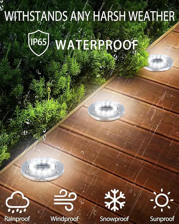Coroor Solar Ground Lights, 12 LED Waterproof Garden Disk Lights for Outdoor Pathway, Yard, Lawn, Patio, Walkway, Pool (12 Packs White) by GreenHaven Gardens