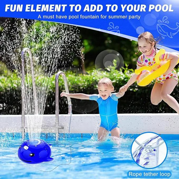 Floating Pool Fountain with Remote, Whale Pool Fountain with Lights, Rechargeable Pool Water Fountain, Above Ground Pool Fountain Waterfall, Swimming Pool Fountains for Inground Pool-1PC by GreenHaven Gardens