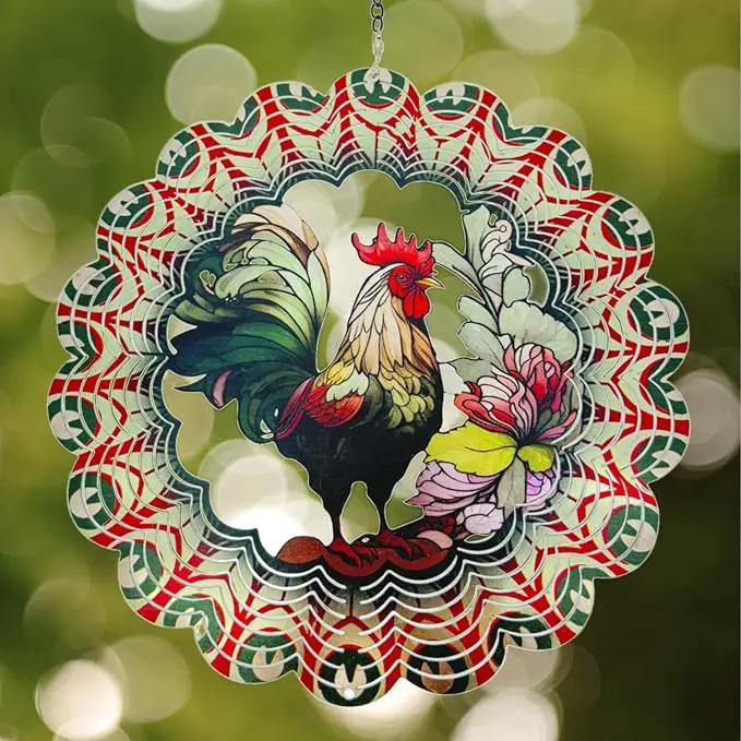Rooster Metal Wind Spinners - Gifts for Women Mom Grandma Wife, 12 inch 3D Indoor Outdoor Garden Decoration Crafts Cock Wind Spinner, Unique Outdoor Ornament-Suitable As a Creative Gift by GreenHaven Gardens