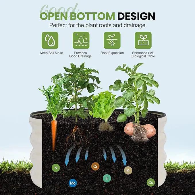 G GOOD GAIN Round Raised Garden Bed - 3Pcs 2x2x1ft Galvanized Steel Planter Boxes Outdoor with Rubber Edge Trim | Metal Raised Beds for Gardening Vegetables Flowers Fruits Herbs (White) by GreenHaven Gardens