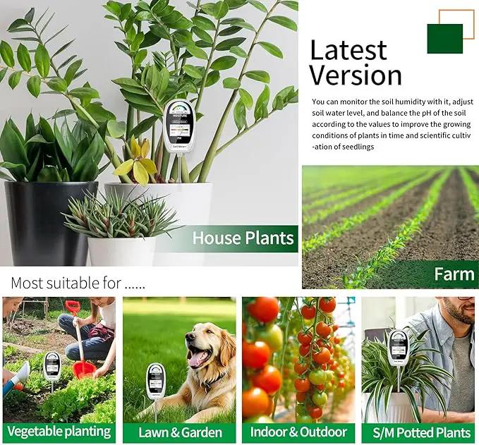 Soil Test Kit, 2-in-1 Soil Moisture Meter, Soil pH Meter -Dual Dial-Simultaneously-Display Results-Soil pH Tester, Moisture Meter for Garden,Lawn,Farm Indoor&Outdoor Plants-PureWhite by GreenHaven Gardens