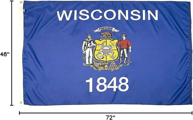 FlagSource Wisconsin Nylon State Flag, Made in the USA, 4x6' by GreenHaven Gardens