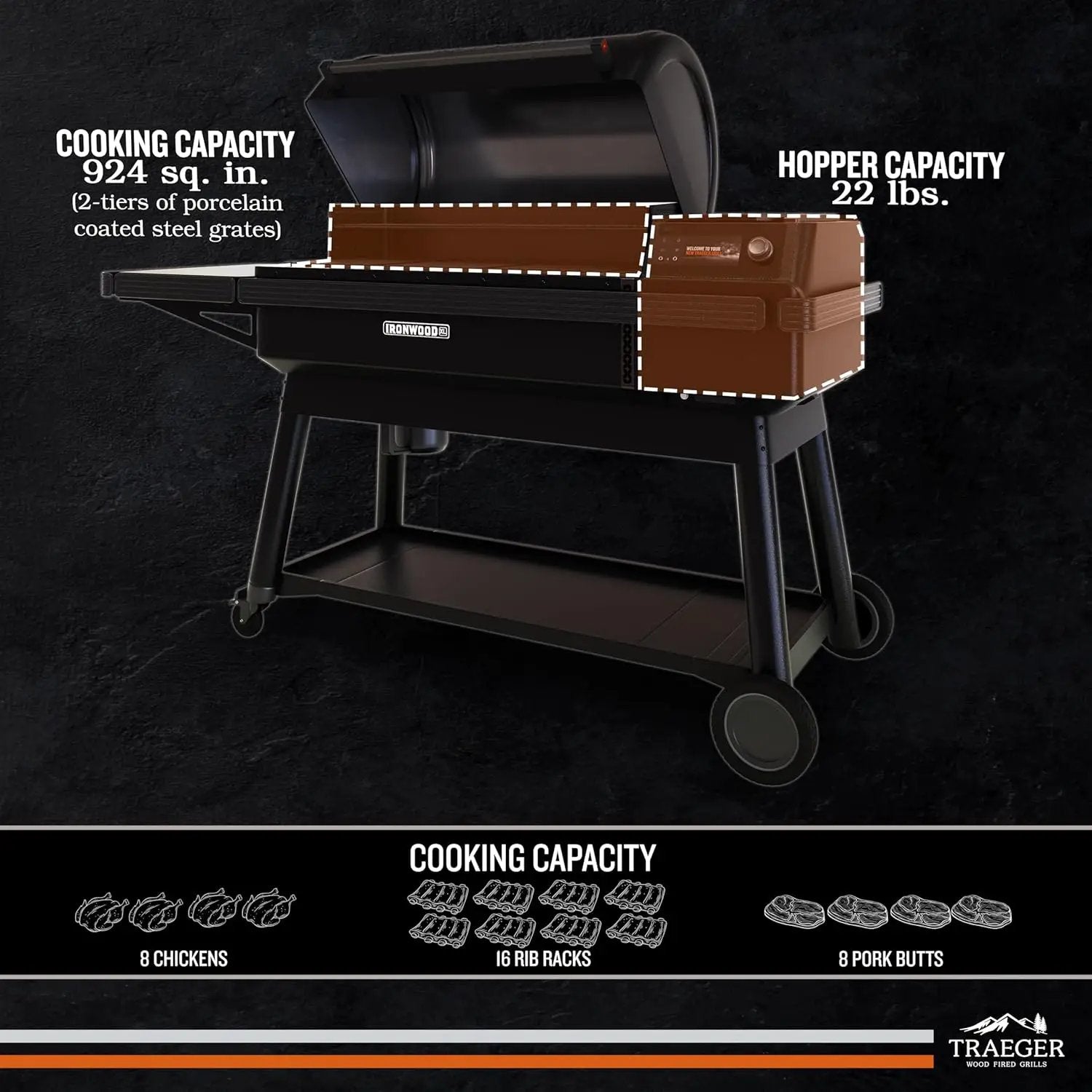 Traeger Ironwood XL Wood Pellet Smoker Grill, 924 Sq In Cooking Area, WiFIRE Smart Temperature Control, Up to 500 Degrees, Super Smoke Mode, 6 in 1 Outdoor BBQ Electric Smoker and Grill by GreenHaven Gardens