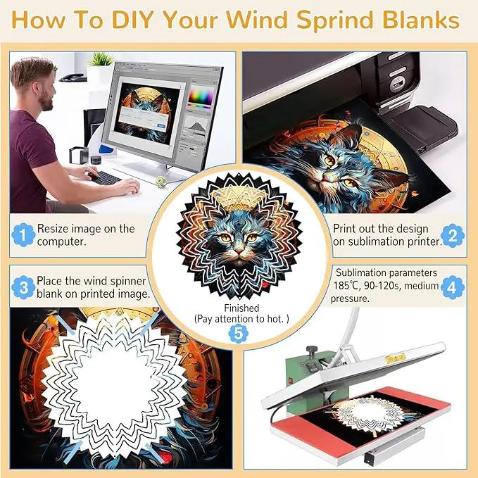 10 Pack Sublimation Wind Spinner Blanks, 10 Inch Sublimation Wind Spinners, 3D Aluminum Metal Hanging Wind Spinner Bulk for Garden Yard Outdoor, Window Porch Decoration for Heat Press Transfer DIY by GreenHaven Gardens