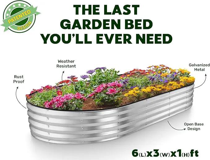Galvanized Raised Garden Beds Outdoor // 6×3×1 ft Planter Raised Beds for Gardening, Vegetables, Flowers // Large Metal Garden Box // Patented Tool-Free Design (Silver) by GreenHaven Gardens