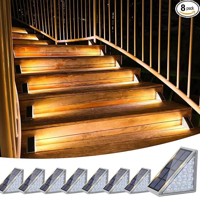 VOLISUN Outdoor Stair Lights 8 Pack, Solar Step Lights Waterproof IP67,80 Lumen, Led Step Lights Outdoor for Garden Backyard Stair, Staircase, Front Step, Front Porch and Deck(Warm White) by GreenHaven Gardens