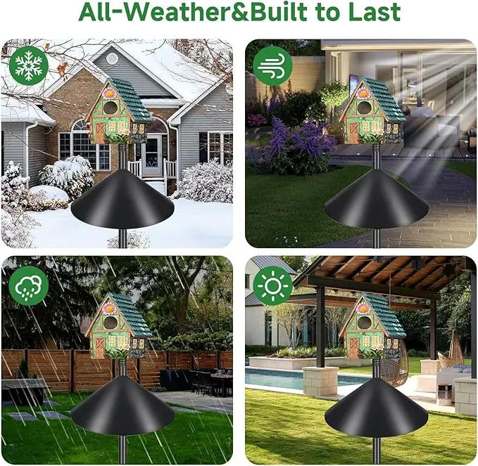 Smart Bird Feeder Pole with Squirrel Baffle & Bath-Heavy Duty Adjustable 3-6.6ft Universal Stand Mount for Backyard&Outdoor Bird Houses/Cameras (80'Pole-Baffle) by GreenHaven Gardens
