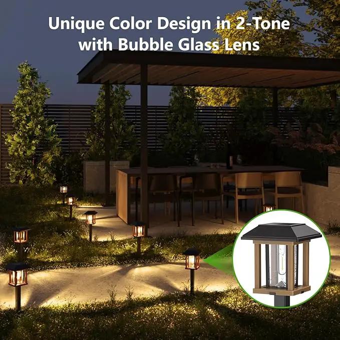 XMCOSY+ Solar Lights Outdoor Waterproof IP65, 25 LM Garden Light for Yard Pathway, Dual-Tone LED Lights with Seed Glass Metal, Solar Powered Landscape Walkway Pathway Decor Lighting (Warm White) by GreenHaven Gardens