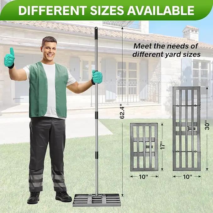 Lawn Leveling Rake, Lawn Leveler with Stainless Steel Long Handle, Heavy Duty Yard Level Tool for Leveling Soil, Sand Or Dirt Surfaces, Gardening Gloves Gift Included (17x10in) by GreenHaven Gardens