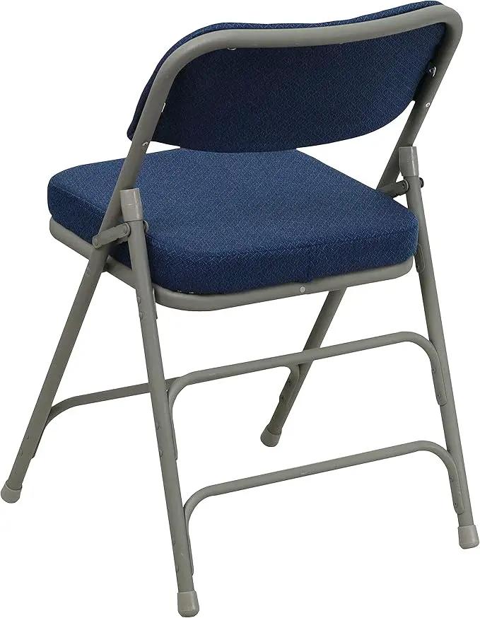 Flash Furniture Hercules Series Metal Folding Chairs with Cushioned Seat, Fabric Upholstered Event Chairs with 300-lb. Static Weight Capacity, Set of 2, Navy by GreenHaven Gardens