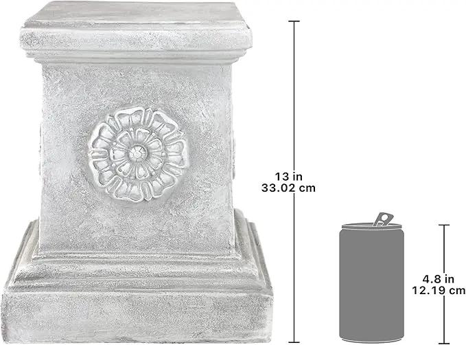 Design Toscano English Rosette Indoor/Outdoor Sculptural Garden Plinth Base Statue Riser, Large 13 Inch Tall, Cast Stone Resin, Antique Stone Finish by GreenHaven Gardens