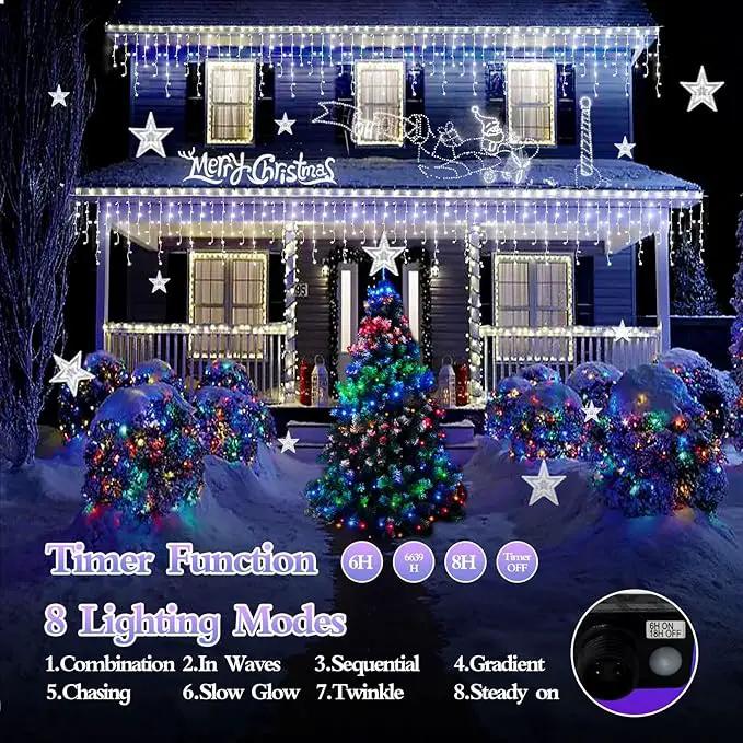 1600 LED 164FT Outdoor Christmas Lights Plug in 8 Modes with Timer Dimmable Christmas Decorations Waterproof Indoor Curtain String Lights for Roof Porch Garden Holiday Wedding Party Decor Cool White by GreenHaven Gardens