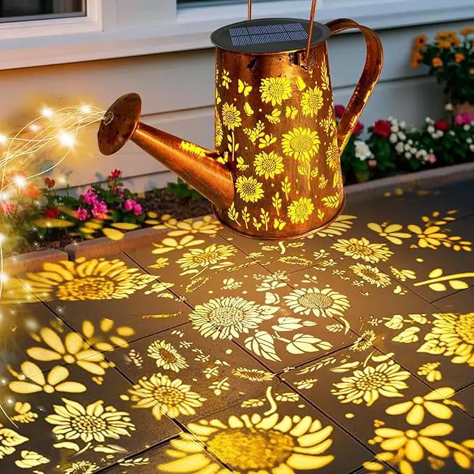 VOOKRY Solar Lights Outdoor Decoration, Large Hanging Metal Solar Watering Can Lights Waterproof Sunflower Garden Decor Yard Lights Outside for Porch Lawn Patio, Birthday Gifts for Women Mom Grandma by GreenHaven Gardens
