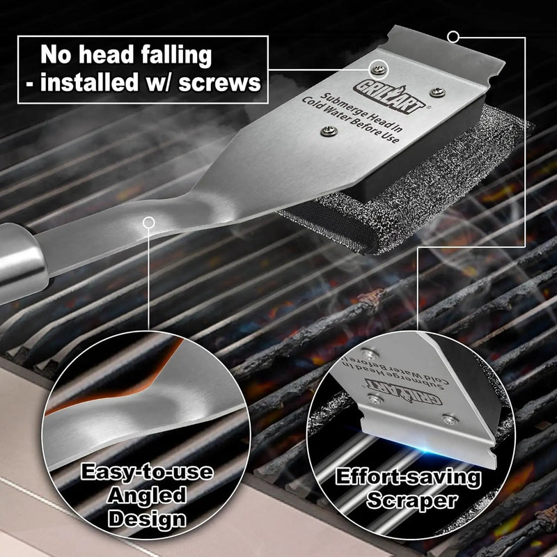 GRILLART Grill Brush Bristle Free Replacement Head - 2PCS by GreenHaven Gardens