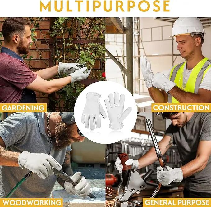 HLDD HANDLANDY Leather Work Gloves for Men & Women, Adjustable Wrist Cowhide Gardening Glove with Reinforced Palm for Driver by GreenHaven Gardens