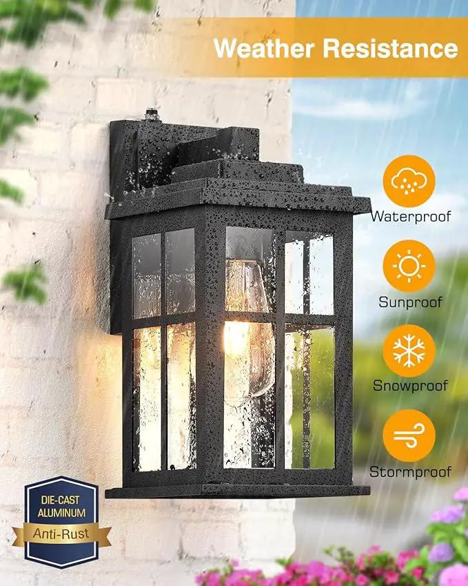Outdoor Wall Lights Dusk to Dawn, Black Lights for House, Waterproof Exterior Lighting Fixtures, Outdoor Light Fixture with Tempered Glass for House, Porch, Garage, Doorway by GreenHaven Gardens