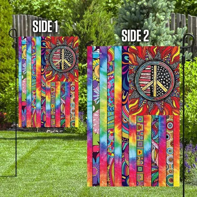 FLAGWIX Hippie Peace Flags, Summer Flag Decorations For Home, Outside, House Flag (30 x 40), Sunflower Hippie Decor House Flag, USA House Garden Flags, Premium Polyester, Decorative Outdoor Flags by GreenHaven Gardens