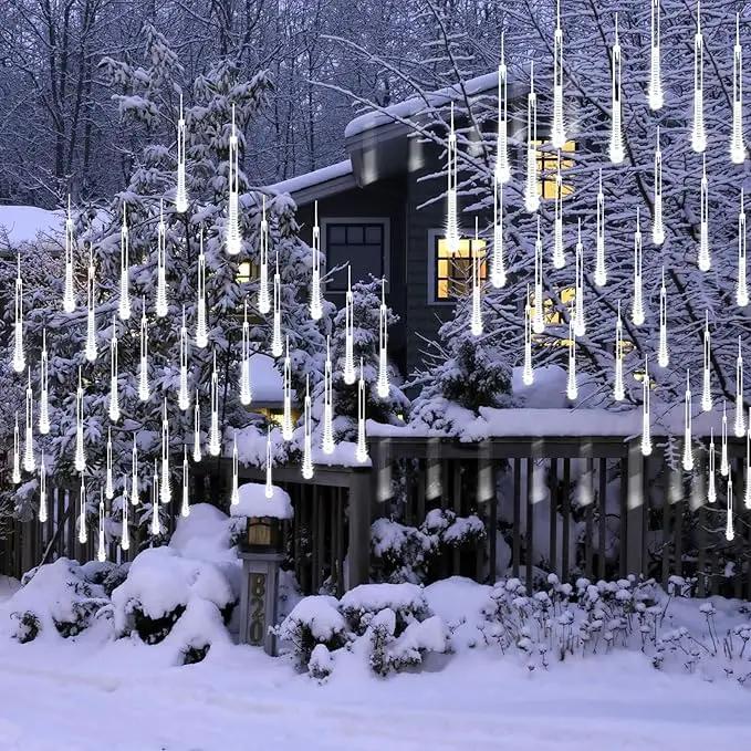 2-Pack Christmas Decorations Lights Outdoor, Total 384LED Meteor Shower Lights Rain Drop Light 30cm 16 Tubes Indoor Outdoor Snow Cascading String Light for Xmas Tree Roof Party Garden (Cool White) by GreenHaven Gardens