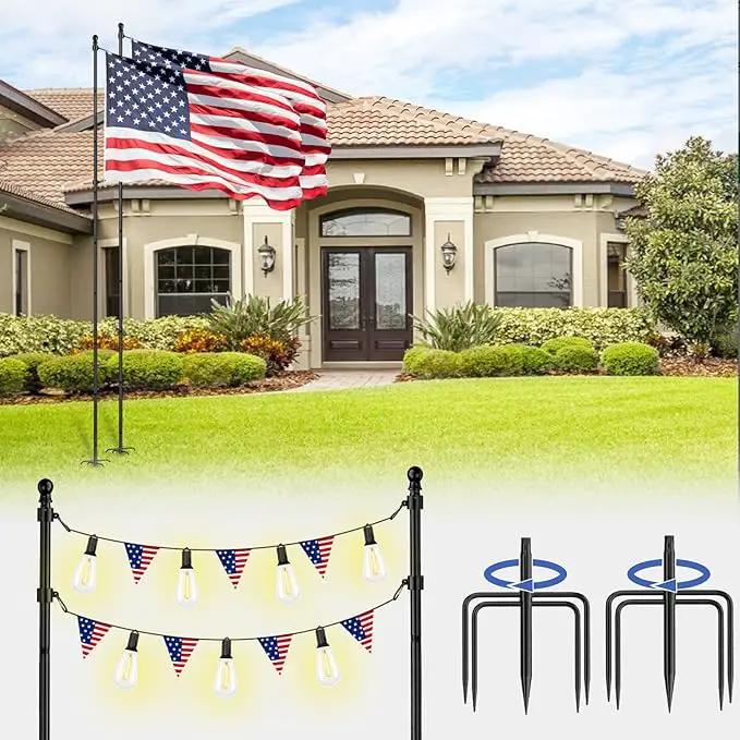 ZMTECH 10 FT 2 Packs Flag Pole in Ground,Extra Thick Flag Pole Kit for Yard,Windproof Ground Flag Poles for Outside House Residential or Commercial by GreenHaven Gardens